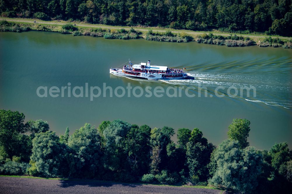 Aerial photograph Gribbohm - Passenger ship Raddampfer Freya on canal Nord-Ostsee-Kanal in Gribbohm in the state Schleswig-Holstein, Germany