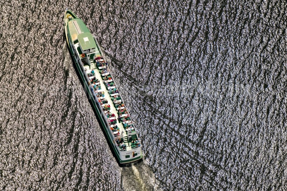 Essen from the bird's eye view: Passenger ship Stadt Essen on Baldeneysee in Essen in the state North Rhine-Westphalia, Germany