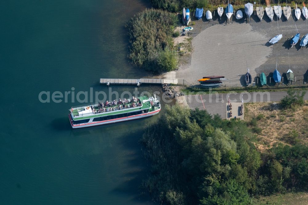 Aerial photograph Markkleeberg - Passenger ship Stoermthal on the Markleeberger See in Markkleeberg in the state Saxony, Germany