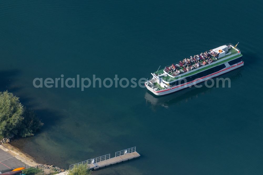 Markkleeberg from above - Passenger ship Stoermthal on the Markleeberger See in Markkleeberg in the state Saxony, Germany