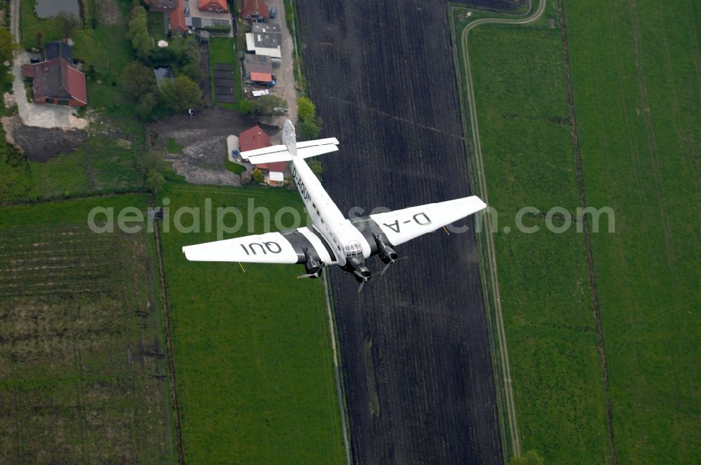 Weener from the bird's eye view: Airliner Junkers JU-52 over Weener in Lower Saxony