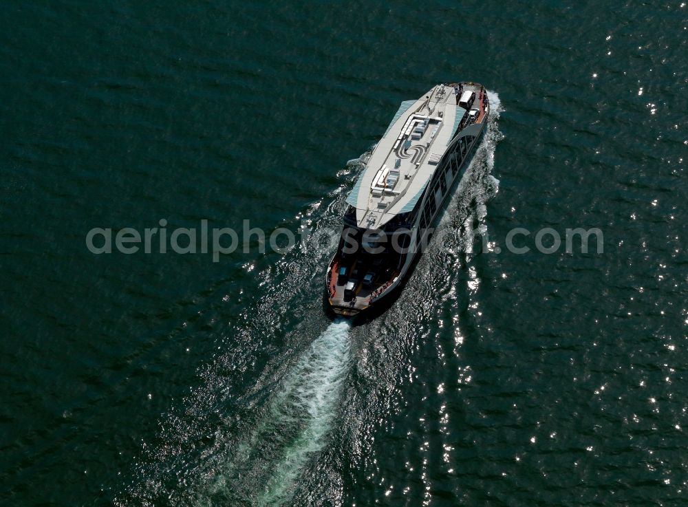 Aerial photograph Emden - Passenger ship - ship traffic on the river Ems near Emden in Lower Saxony