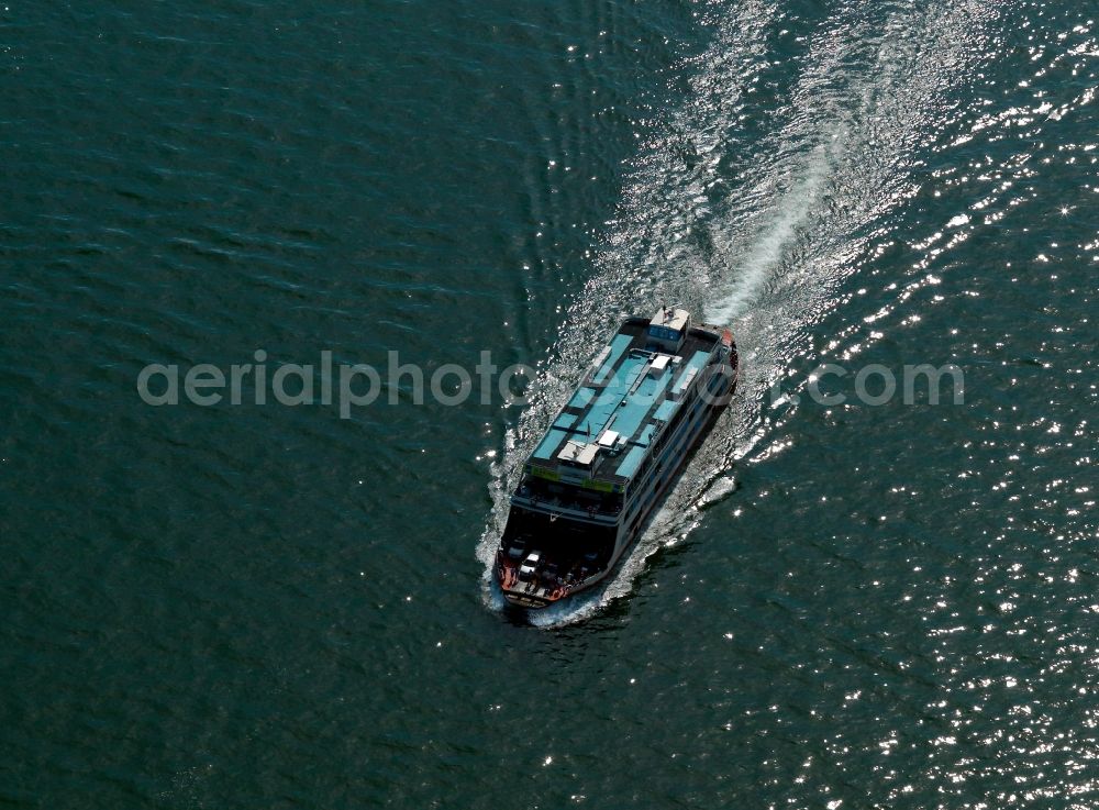 Emden from above - Passenger ship - ship traffic on the river Ems near Emden in Lower Saxony