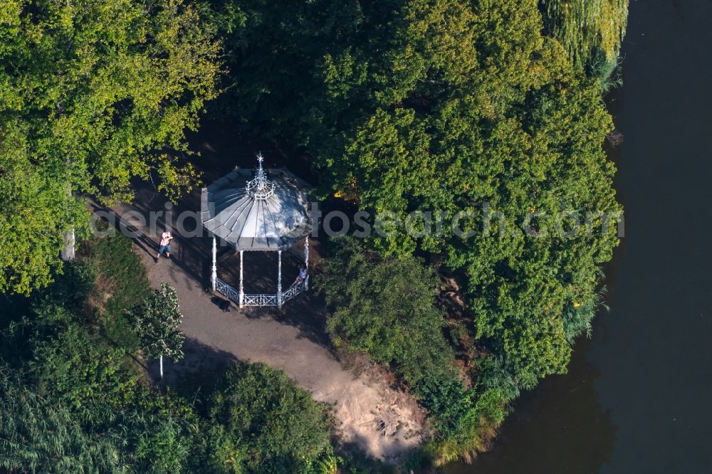 Leipzig from above - Pavilion in Palmengarten in the district Lindenau in Leipzig in the state Saxony, Germany