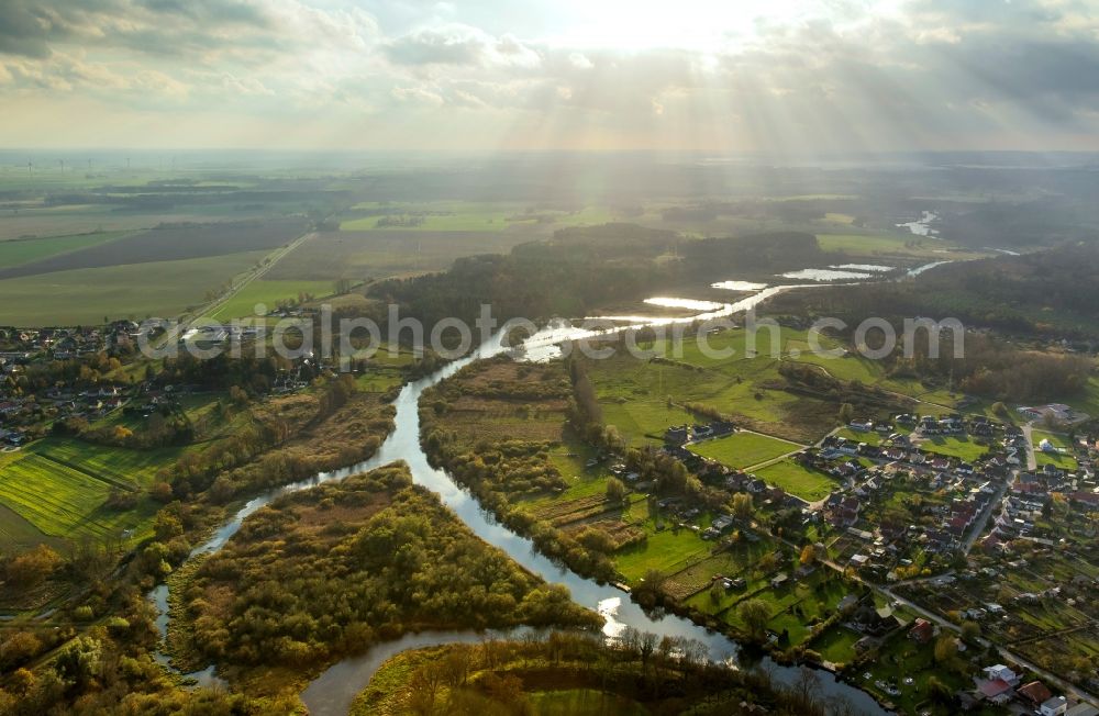 Aerial image Demmin - View of the river Peene in Demmin in the state Mecklenburg-West Pomerania