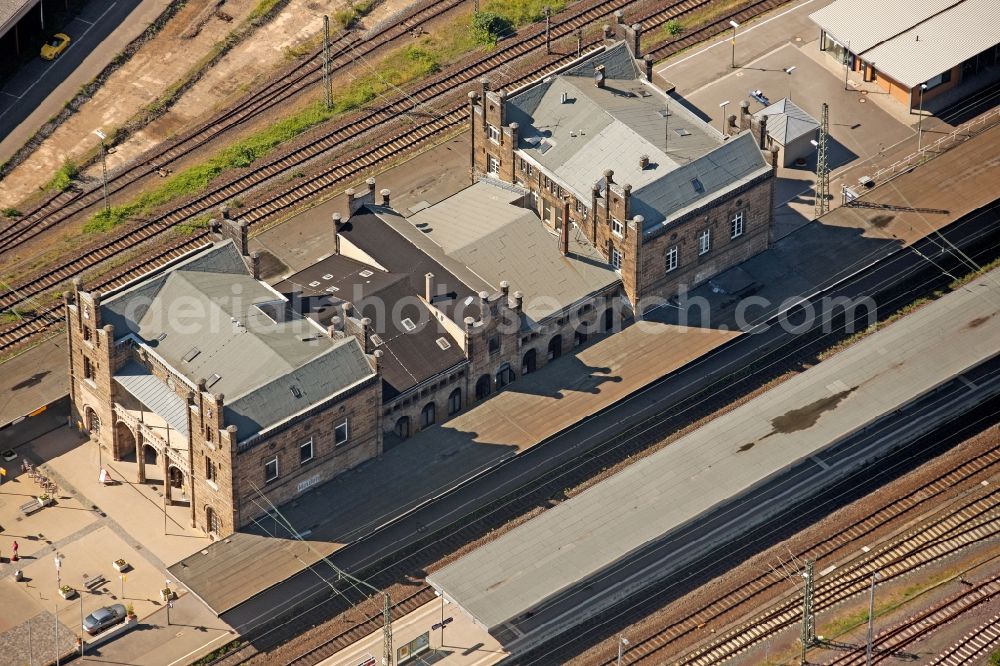 Aerial photograph Minden - Historic train station Minden (Westphalia) in Minden in North Rhine-Westphalia