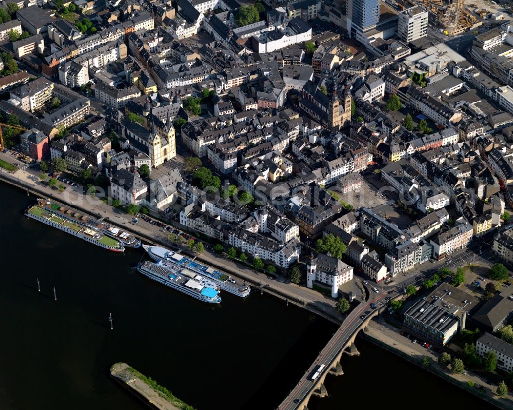 Aerial image Koblenz - Peter Altmeier bank of the Moselle in Koblenz in Rhineland-Palatinate