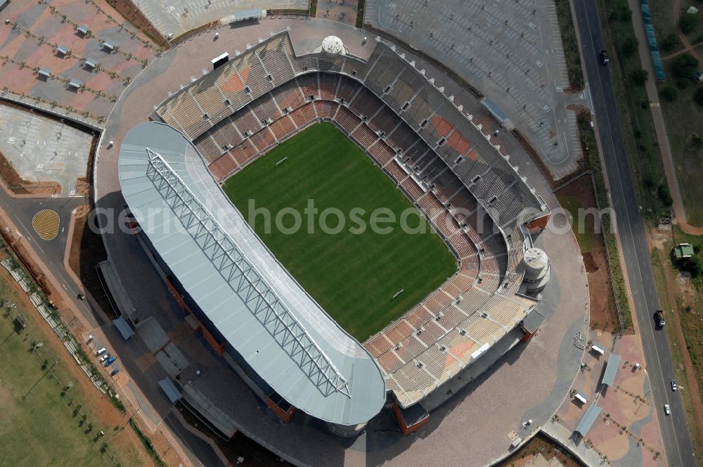 Polokwane from the bird's eye view: Blick auf das Peter-Mokaba-Stadion in Polokwane in der Provinz Limpopo in Südafrika, erbaut zur Fußball-Weltmeisterschaft. View of the Peter - Mokaba - Stadium in Polokwane in South Africa for the FIFA World Cup 2010.