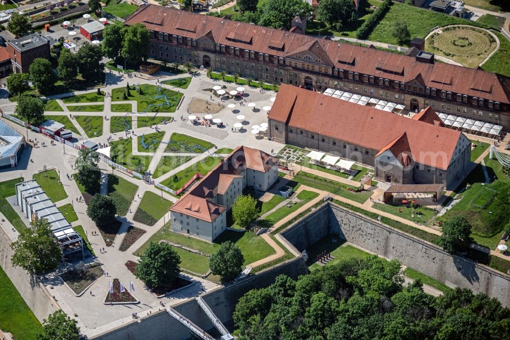 Aerial image Erfurt - Peterskirche for the Federal Garden Show 2021 on the Zitadelle Petersberg in Erfurt in the state of Thuringia, Germany