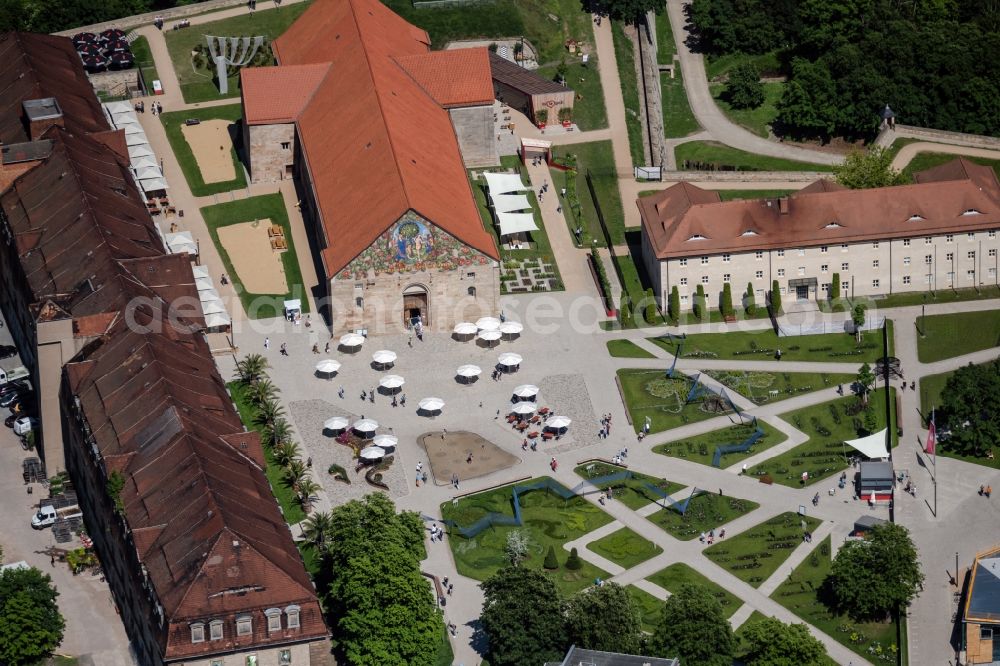 Erfurt from above - Peterskirche for the Federal Garden Show 2021 on the Zitadelle Petersberg in Erfurt in the state of Thuringia, Germany