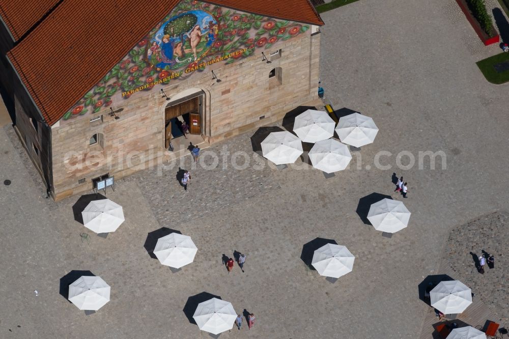 Erfurt from the bird's eye view: Peterskirche for the Federal Garden Show 2021 on the Zitadelle Petersberg in the district Altstadt in Erfurt in the state of Thuringia, Germany