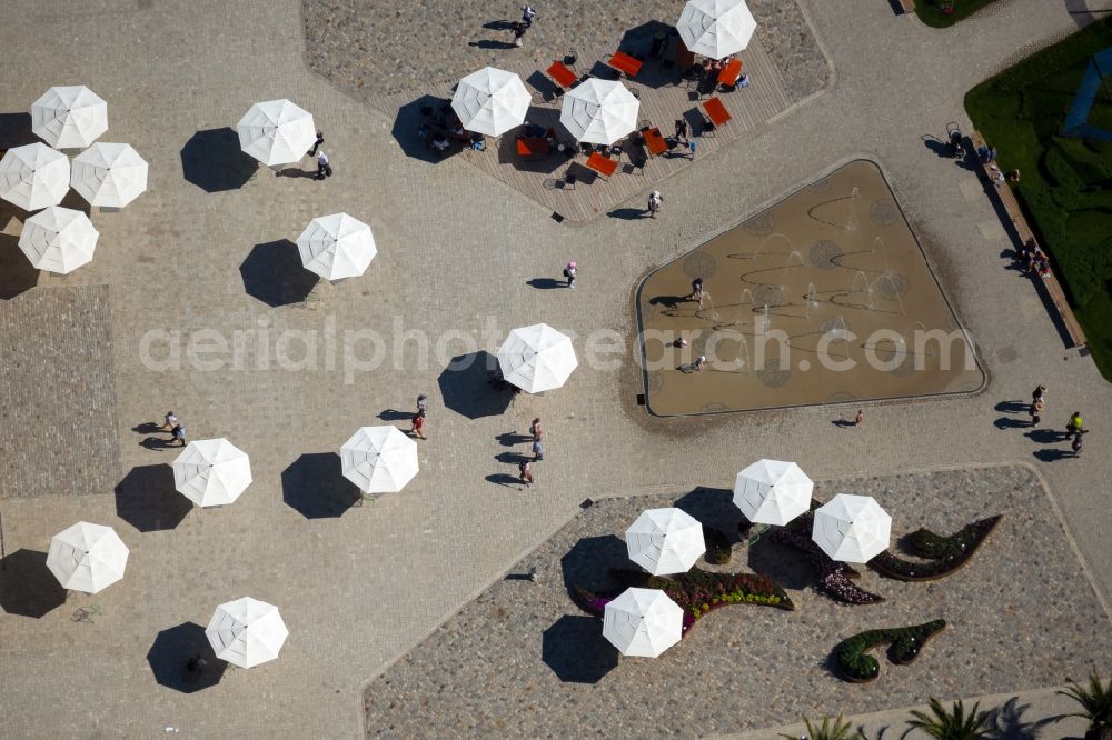 Aerial image Erfurt - Peterskirche for the Federal Garden Show 2021 on the Zitadelle Petersberg in the district Altstadt in Erfurt in the state of Thuringia, Germany