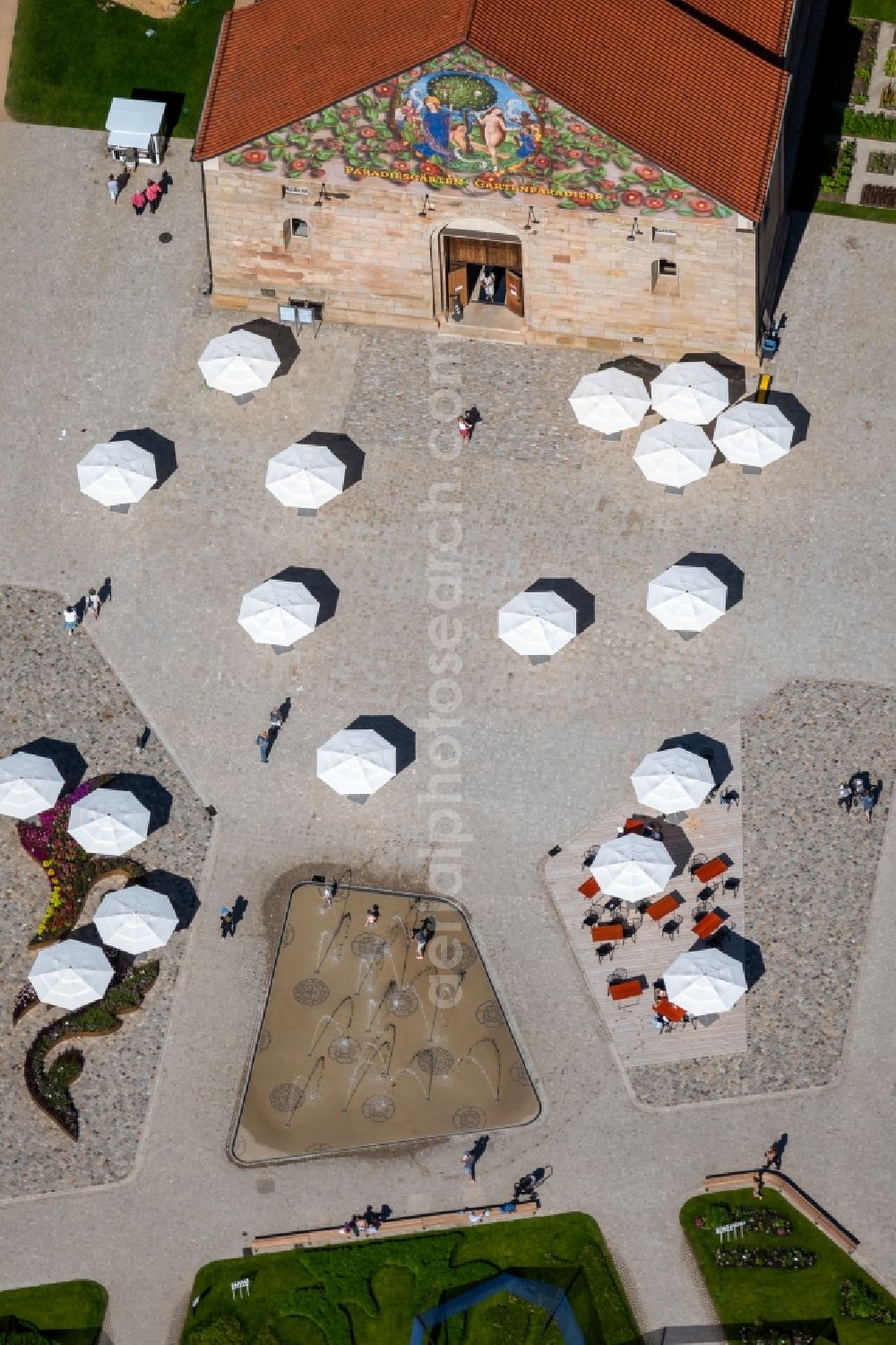 Aerial image Erfurt - Peterskirche for the Federal Garden Show 2021 on the Zitadelle Petersberg in Erfurt in the state of Thuringia, Germany