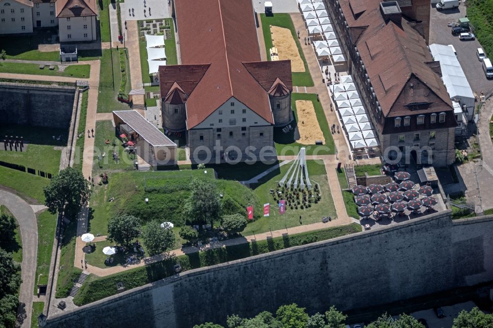 Aerial image Erfurt - Peterskirche for the Federal Garden Show 2021 on the Zitadelle Petersberg in Erfurt in the state of Thuringia, Germany