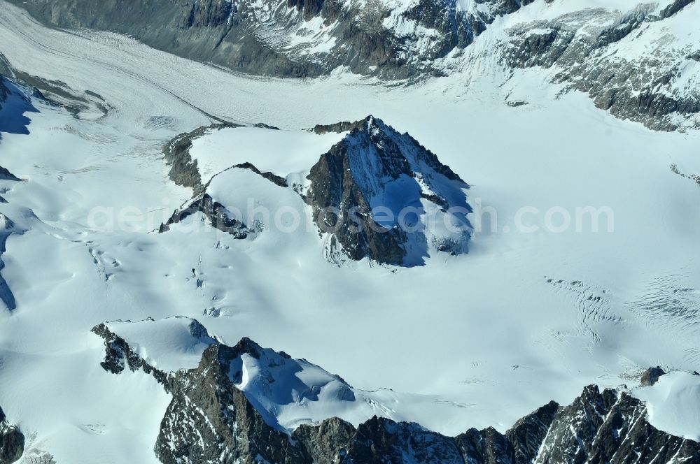 Arolla from the bird's eye view: View of the Petit Mont Collon near Arolla in the canton of Wallis in Switzerland