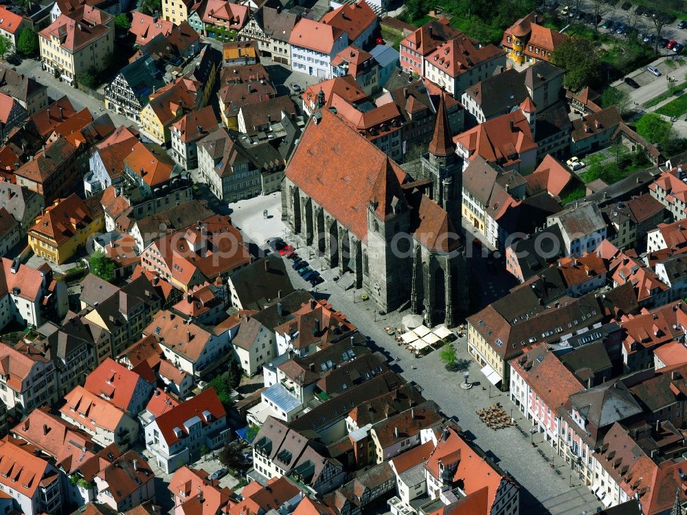 Aerial image Ansbach - The Evangelical Lutheran Church of St. John's Church is a Grade II listed building in Ansbach, an independent city in Middle Franconia, Bavaria