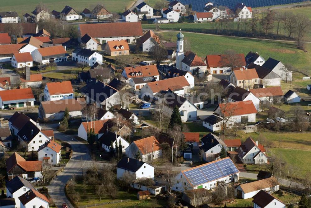  Altomünster from above - , Blick auf die Pfarrkirche St.Stefanus im Ortsteil Hohenzell. Die Kirche ist im wesentlichen ein Bau des 20.Jahrhunderts. Nur der gotischen Altarraum stammt aus dem 15. Jahrhundert. Pfarrer Eberhard Weigel, Aichacherstr. 10, 86559 Adelzhausen, Tel: 08258-452, Fax: 08258-928474. Gemeinde: St.-Altohof 1, 85250 Altomünster, Telefon 08254 - 99970, Fax 08254 - 9997 36