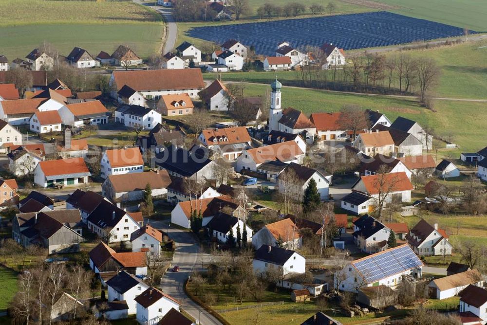  Altomünster from the bird's eye view: , Blick auf die Pfarrkirche St.Stefanus im Ortsteil Hohenzell. Die Kirche ist im wesentlichen ein Bau des 20.Jahrhunderts. Nur der gotischen Altarraum stammt aus dem 15. Jahrhundert. Pfarrer Eberhard Weigel, Aichacherstr. 10, 86559 Adelzhausen, Tel: 08258-452, Fax: 08258-928474. Gemeinde: St.-Altohof 1, 85250 Altomünster, Telefon 08254 - 99970, Fax 08254 - 9997 36