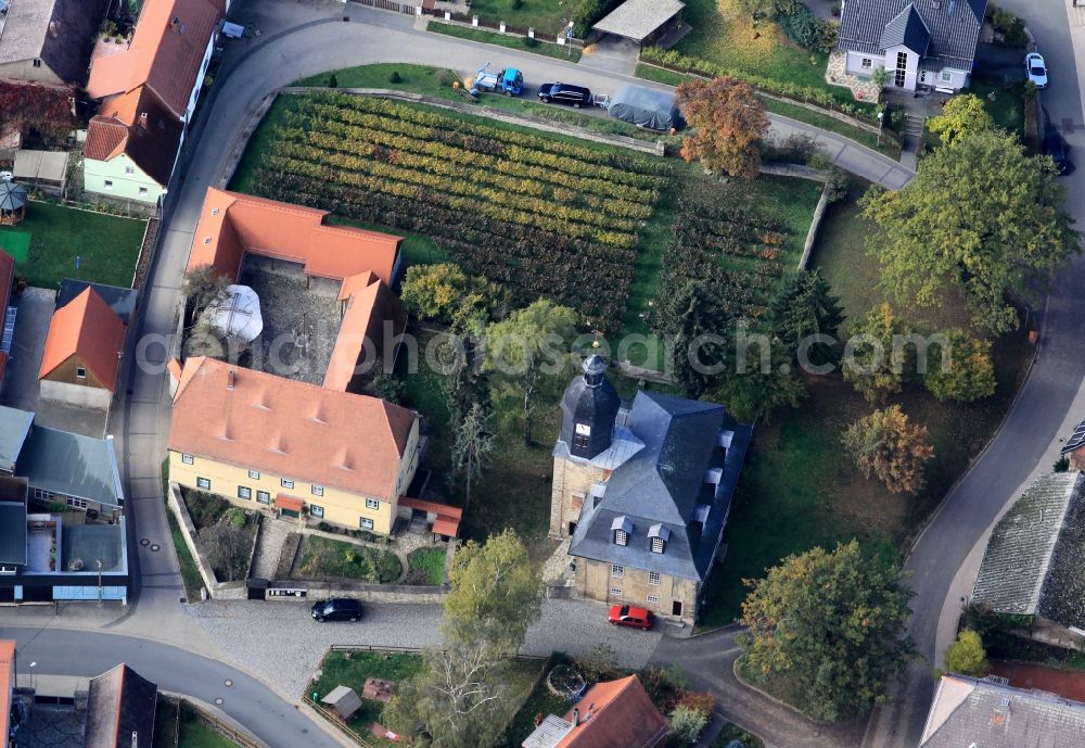 Aerial photograph Bad Sulza - Parish church St.Wigbert between the road´s Kirchweg and the August-Bebel-Strasse in the district of Bad Sulza Bergsulza in Thuringia