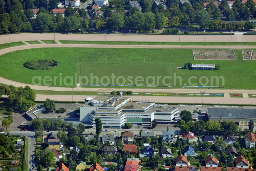 Berlin Mariendorf from the bird's eye view: Equestrian facility of trotting racetrack Mariendorf in Berlin
