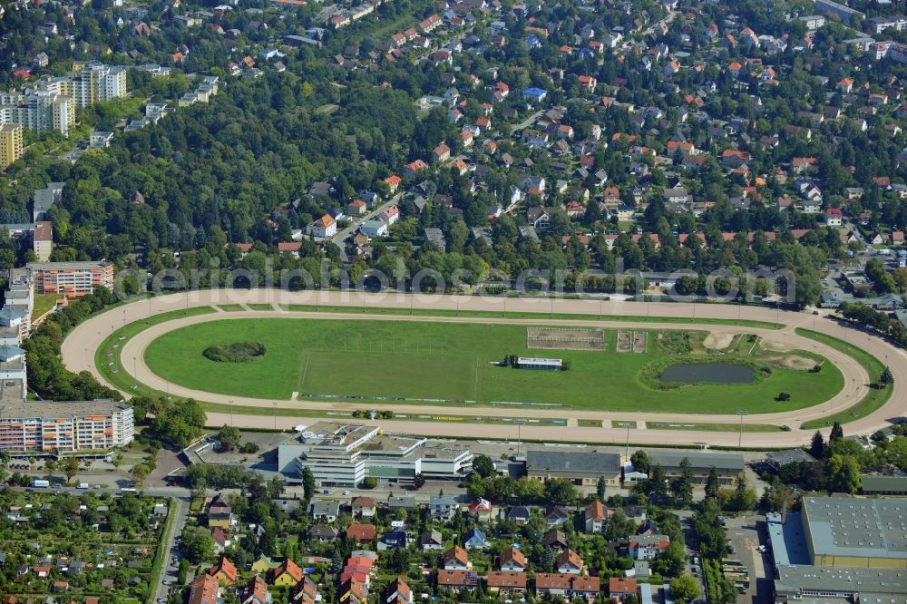 Aerial photograph Berlin Mariendorf - Equestrian facility of trotting racetrack Mariendorf in Berlin