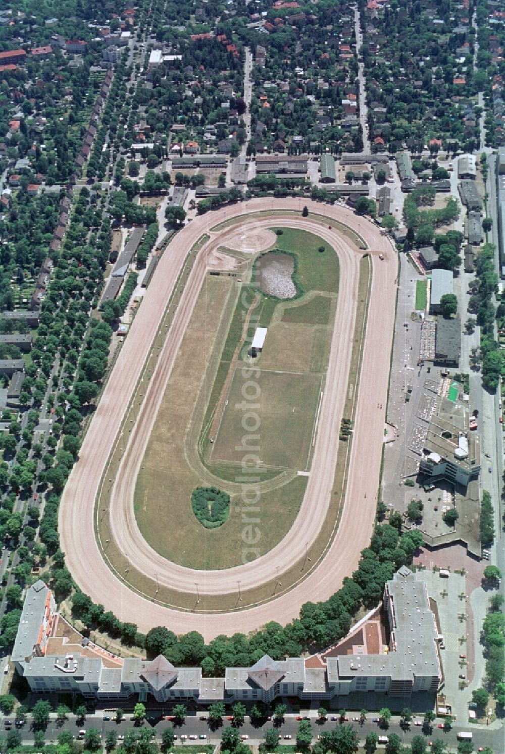 Aerial image Berlin Mariendorf - Equestrian facility of trotting racetrack Mariendorf in Berlin