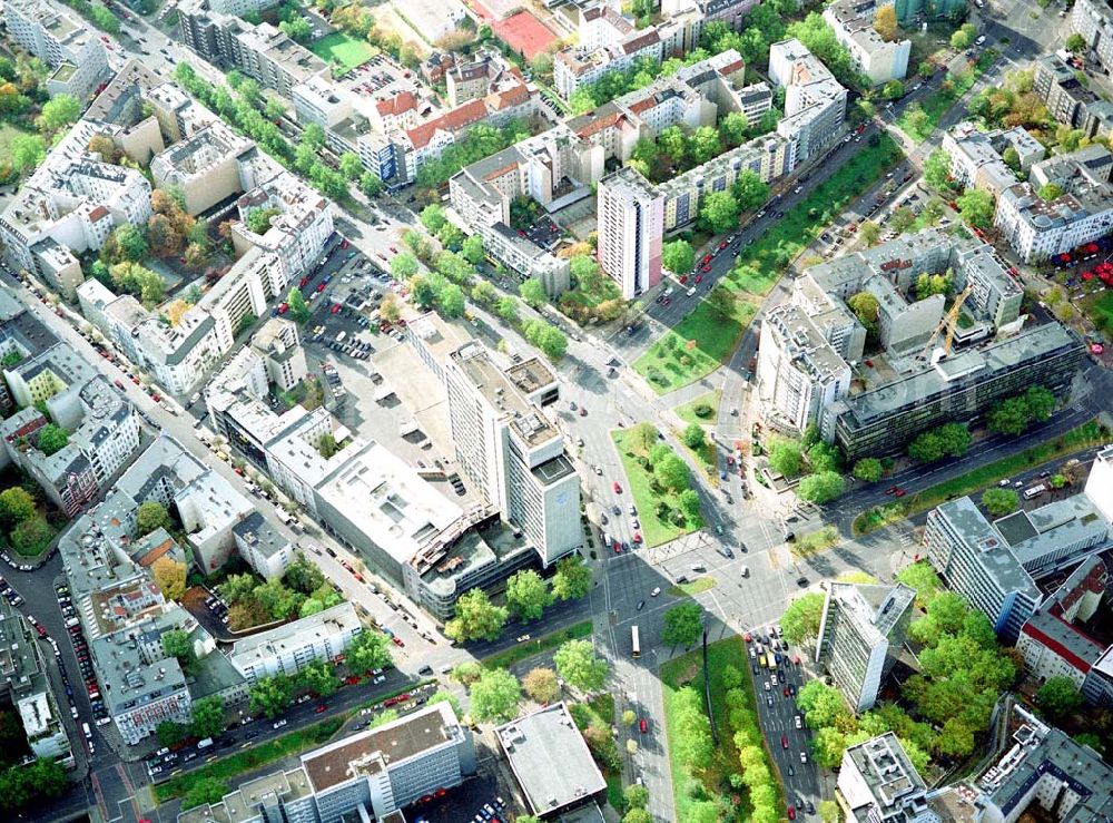 Aerial image Berlin - Charlottenburg - PHILIPS-Hochhaus an der Urania / Nähe Wittenbergplatz in Berlin - Charlottenburg.