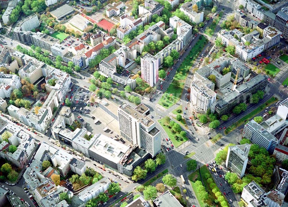 Aerial photograph Berlin - Charlottenburg - PHILIPS-Hochhaus an der Urania / Nähe Wittenbergplatz in Berlin - Charlottenburg.