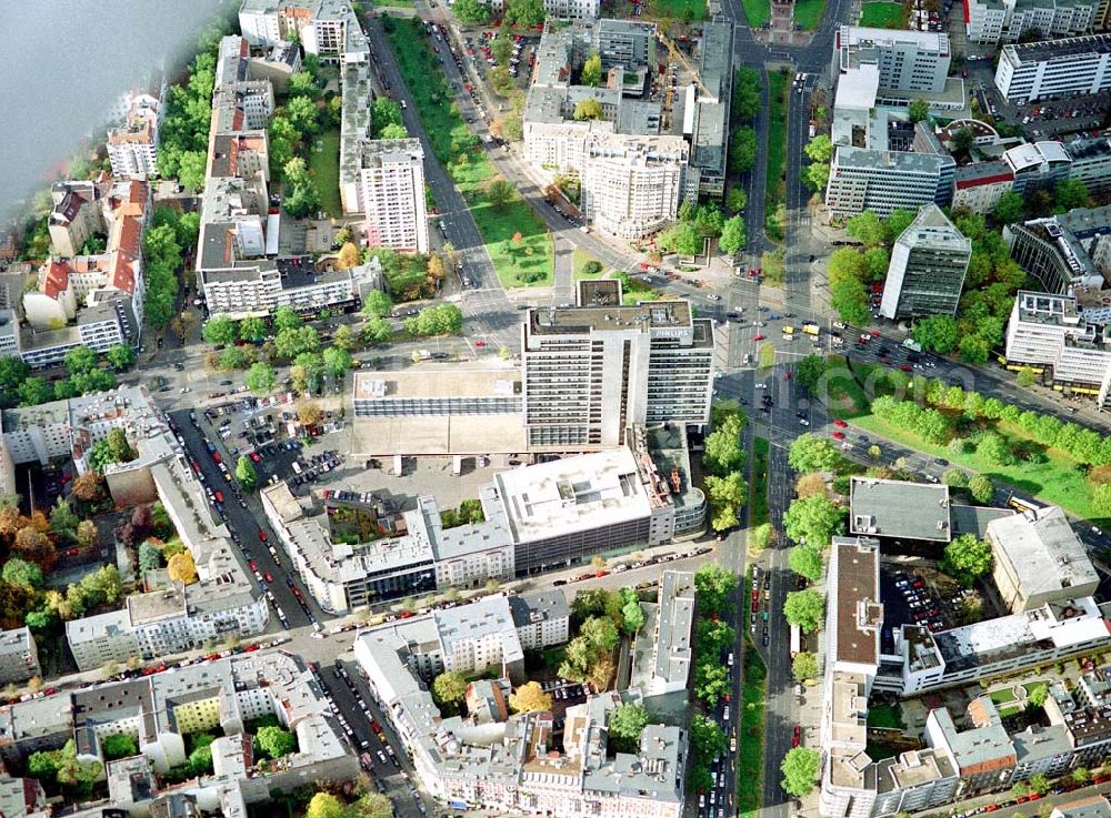 Aerial image Berlin - Charlottenburg - PHILIPS-Hochhaus an der Urania / Nähe Wittenbergplatz in Berlin - Charlottenburg.