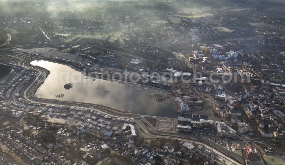 Dortmund from above - View of the lake Phoenix in the district Hoerde in Dortmund in the state North Rhine-Westphalia