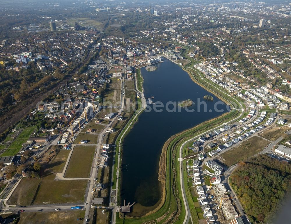 Aerial image Dortmund - View of the lake Phoenix in the district Hoerde in Dortmund in the state North Rhine-Westphalia