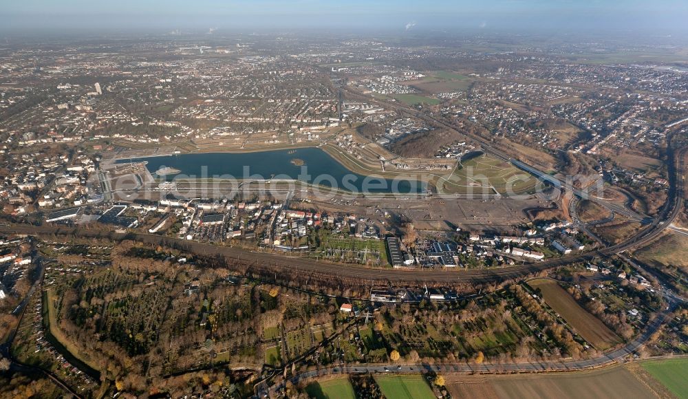 Aerial photograph Dortmund - Phoenix Lake in the district Horde on the former site of the Hermannshuette to create a large lake with residential areas