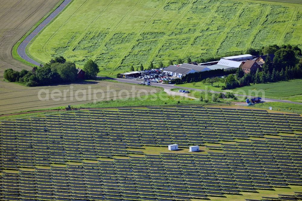 Mochau from the bird's eye view: Photovoltaics - Solar Power Plant in Mochau in Saxony-Anhalt