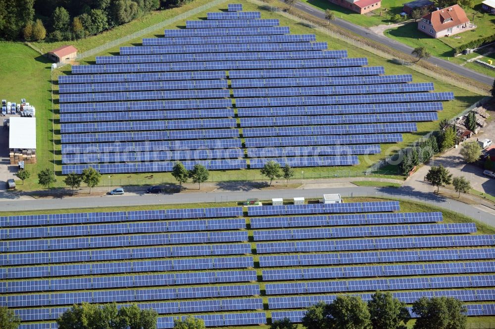 Aerial image Brahlstorf - Photovoltaic solar power plant in Brahlstorf in Mecklenburg-Western Pomerania