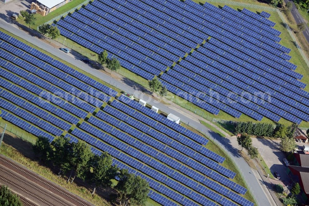 Brahlstorf from the bird's eye view: Photovoltaic solar power plant in Brahlstorf in Mecklenburg-Western Pomerania