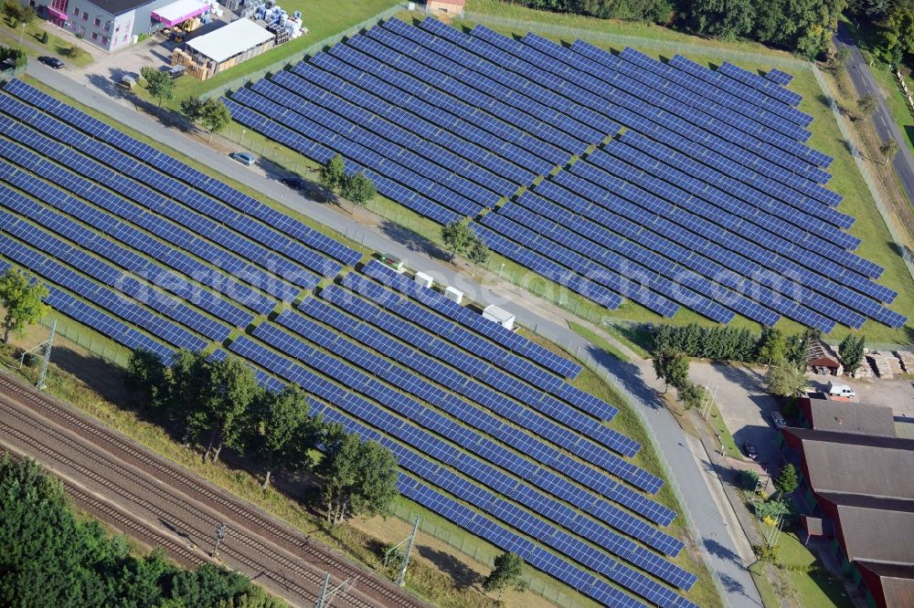 Aerial image Brahlstorf - Photovoltaic solar power plant in Brahlstorf in Mecklenburg-Western Pomerania