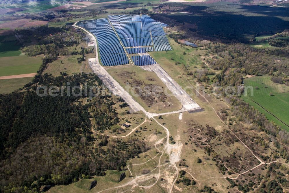 Wittstock from above - Photovoltaic system on the disused military airfield Old Daber at Wittstock in Brandenburg