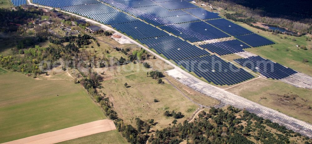 Aerial image Wittstock - Photovoltaic system on the disused military airfield Old Daber at Wittstock in Brandenburg