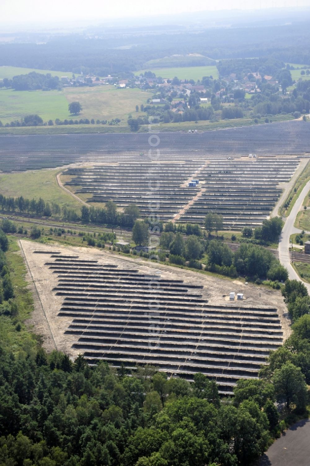 Aerial photograph Horka - HORKA 07/27/2012 View of a photovoltaic system / solar power plant in Horka in Saxony. The solar system is a project of the Conecon GmbH