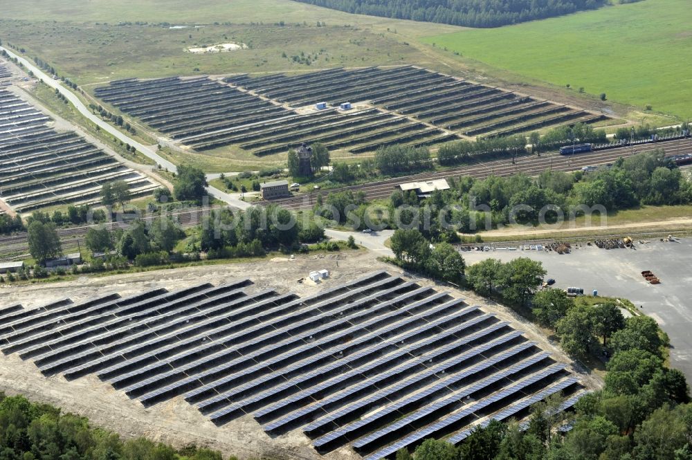 Horka from above - HORKA 07/27/2012 View of a photovoltaic system / solar power plant in Horka in Saxony. The solar system is a project of the Conecon GmbH