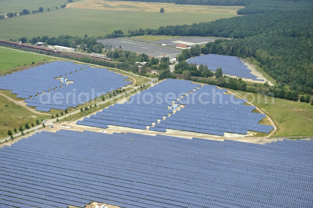 Horka from above - HORKA 07/27/2012 View of a photovoltaic system / solar power plant in Horka in Saxony. The solar system is a project of the Conecon GmbH