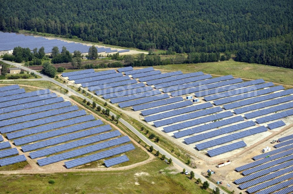 Aerial photograph Horka - HORKA 07/27/2012 View of a photovoltaic system / solar power plant in Horka in Saxony. The solar system is a project of the Conecon GmbH