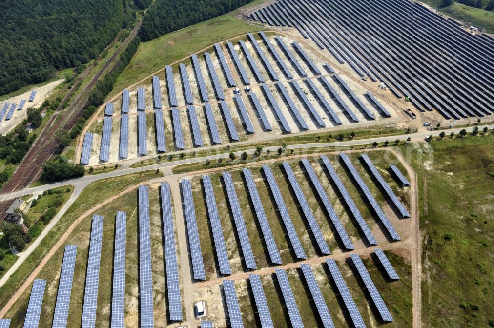 Aerial photograph Horka - HORKA 07/27/2012 View of a photovoltaic system / solar power plant in Horka in Saxony. The solar system is a project of the Conecon GmbH