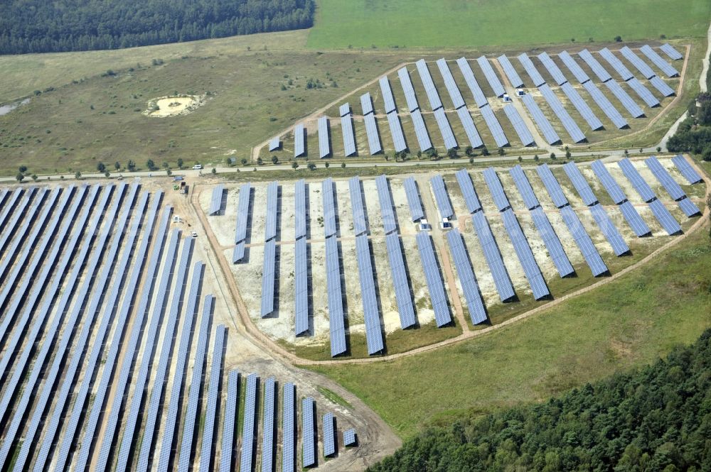 Horka from above - HORKA 07/27/2012 View of a photovoltaic system / solar power plant in Horka in Saxony. The solar system is a project of the Conecon GmbH