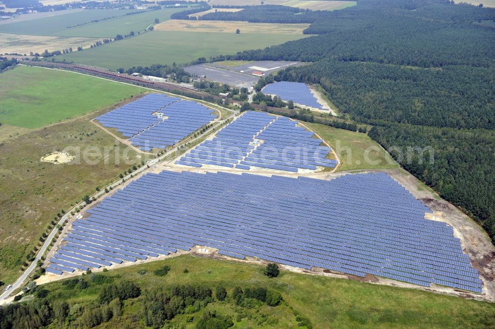 Horka from above - HORKA 07/27/2012 View of a photovoltaic system / solar power plant in Horka in Saxony. The solar system is a project of the Conecon GmbH