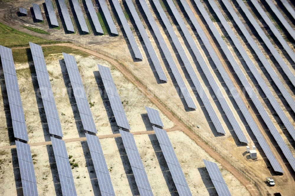 Aerial photograph Horka - HORKA 07/27/2012 View of a photovoltaic system / solar power plant in Horka in Saxony. The solar system is a project of the Conecon GmbH