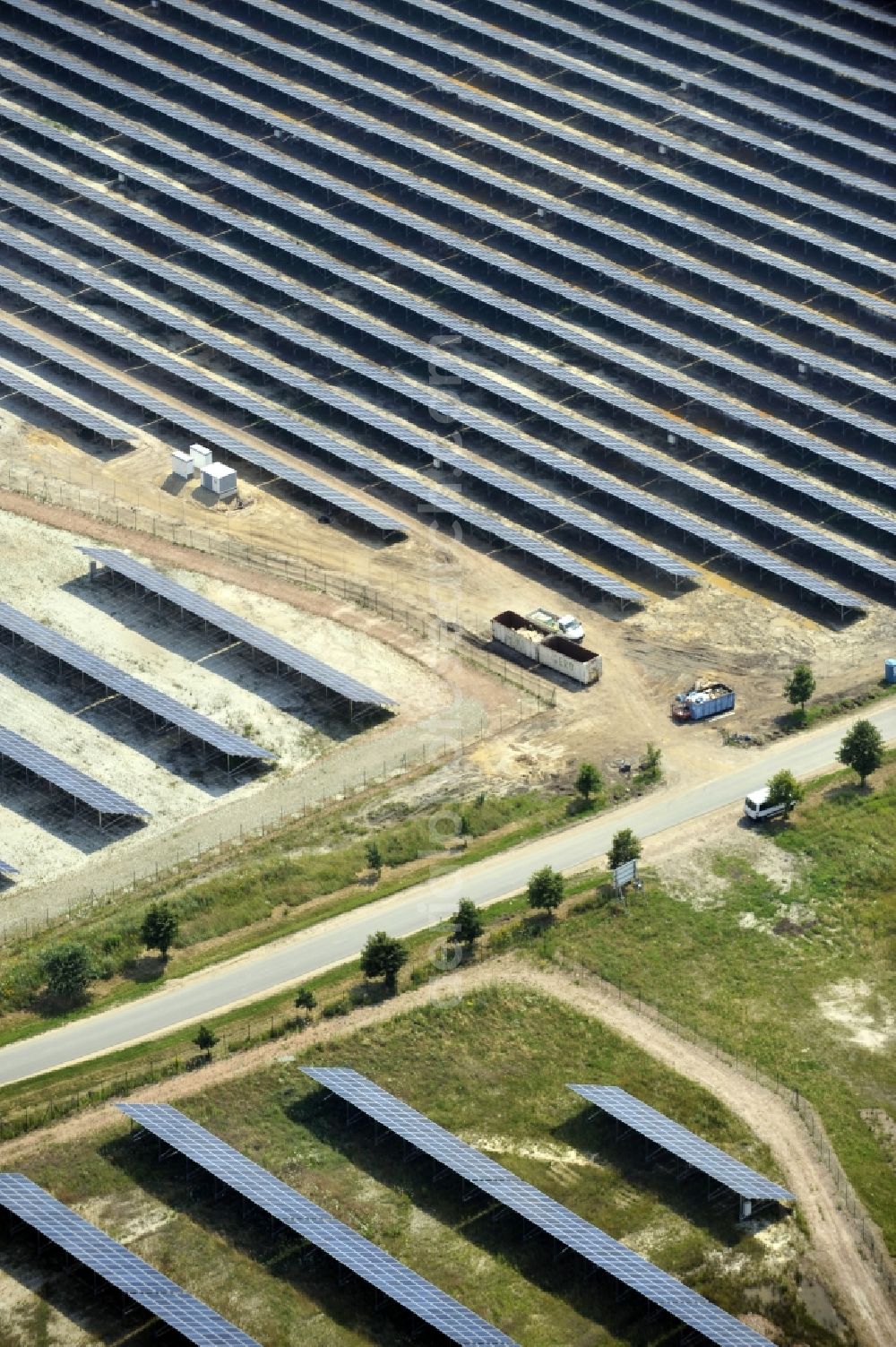 Horka from above - HORKA 07/27/2012 View of a photovoltaic system / solar power plant in Horka in Saxony. The solar system is a project of the Conecon GmbH