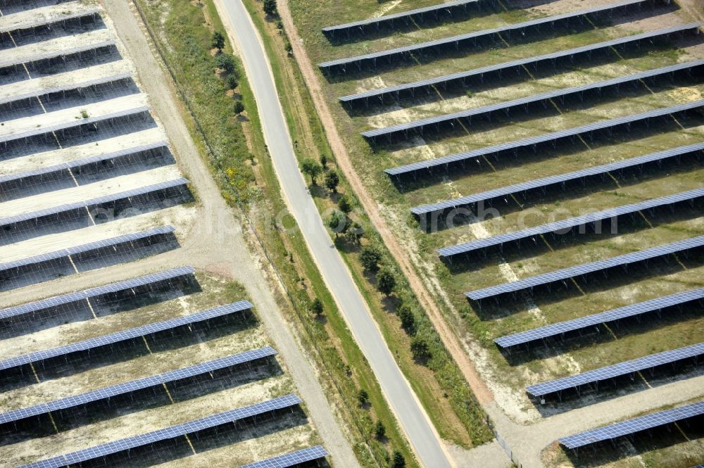 Aerial photograph Horka - HORKA 07/27/2012 View of a photovoltaic system / solar power plant in Horka in Saxony. The solar system is a project of the Conecon GmbH