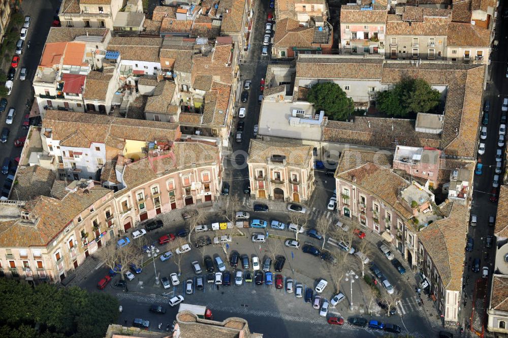 Aerial photograph Catania Sizilien - Square Piazza Dante in Catania on Sicily in Italy