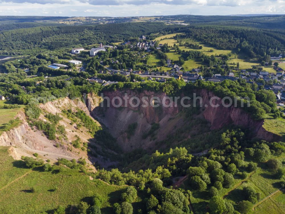 Aerial image Altenberg - Landslide hole in the shape of a crater Altenberger Pinge in the district Oberbaerenburg in Altenberg in the state Saxony, Germany